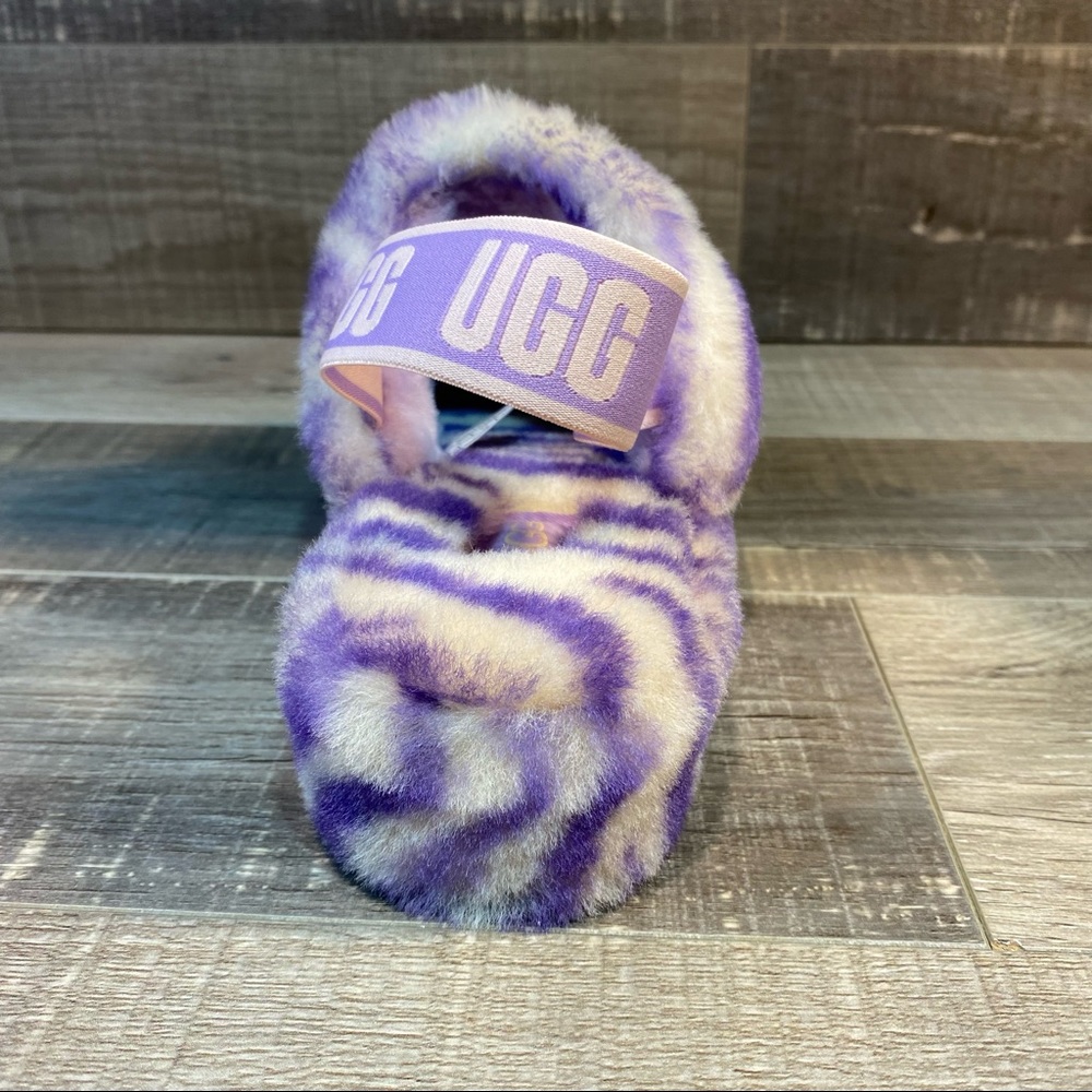 UGG Purple and White Fuzzy Sandals - Picture 4 of 7